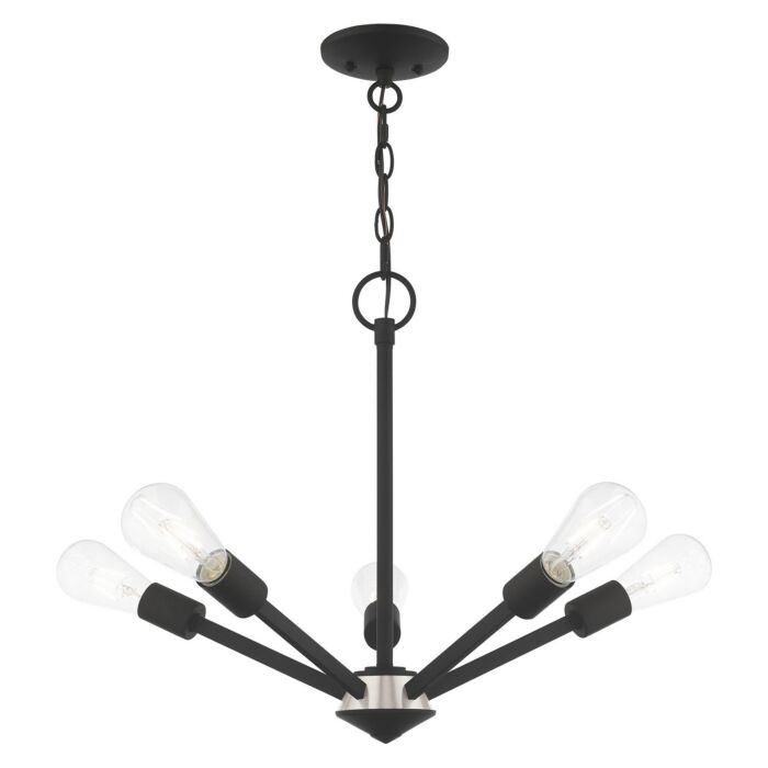 Prague 5-Light Chandelier in Black w with Brushed Nickel