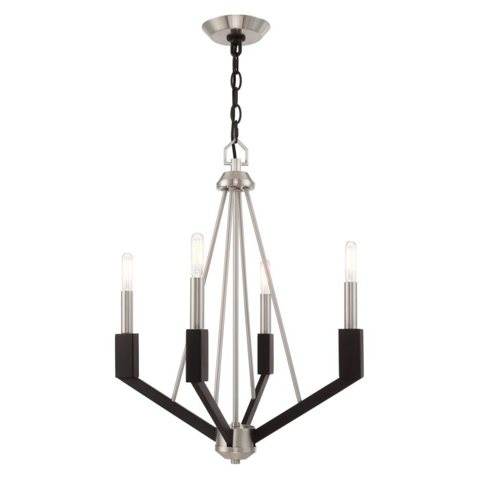 Beckett 4-Light Mini Chandelier in Brushed Nickel & Black
