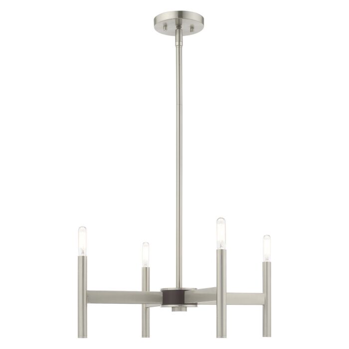 Copenhagen 4-Light Mini Chandelier in Brushed Nickel w with Bronzes