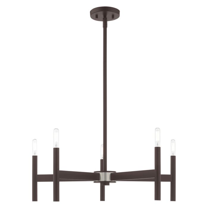 Copenhagen 5-Light Chandelier in Bronze w with Brushed Nickels