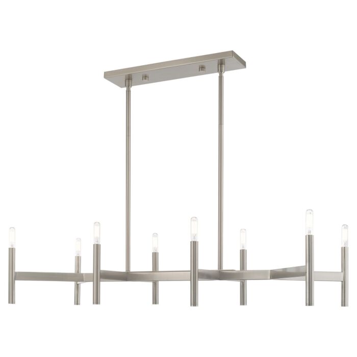 Copenhagen 8-Light Linear Chandelier in Brushed Nickel