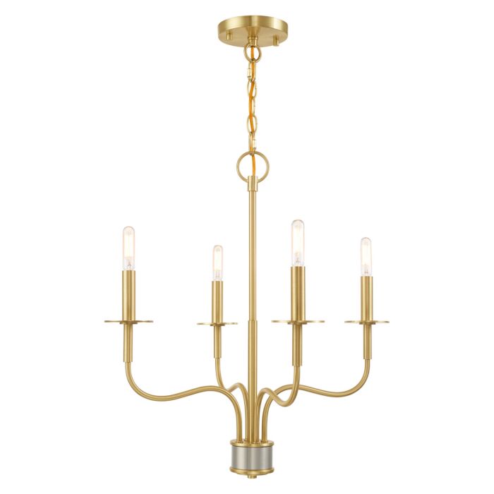 Lisbon 4-Light Mini Chandelier in Satin Brass w with Brushed Nickel