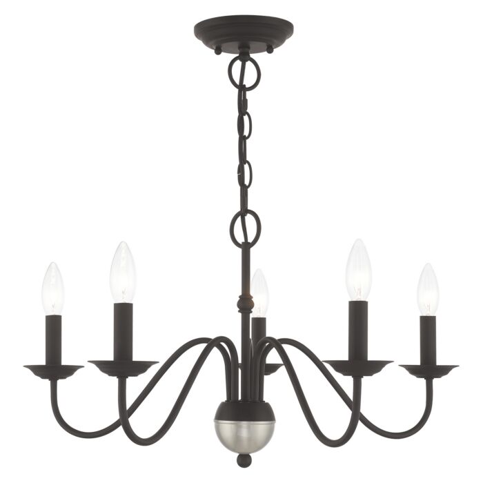 Windsor 5-Light Chandelier in Black w with Brushed Nickel