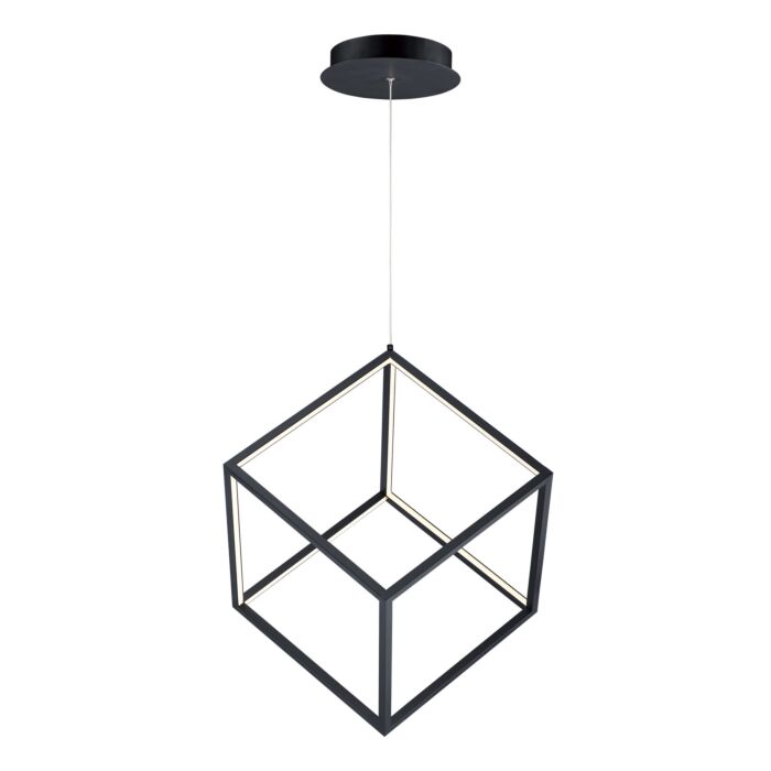 4 Square 1-Light LED Pendant in Black