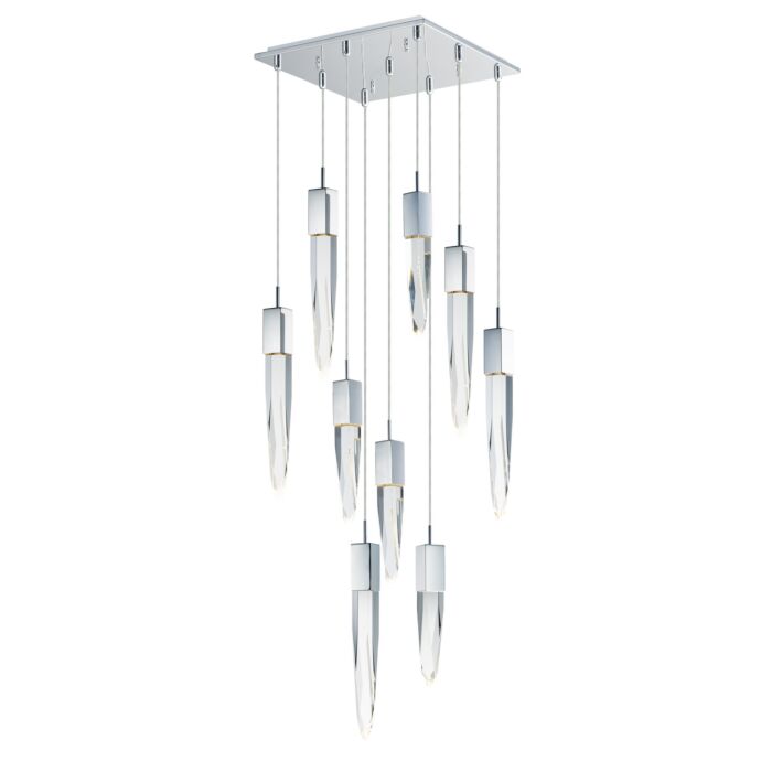 Quartz 9-Light LED Pendant in Polished Chrome
