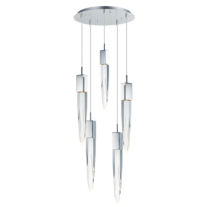 Quartz 5-Light LED Pendant in Polished Chrome