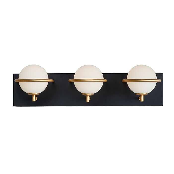 Revolve 3-Light LED Bathroom Vanity Light in Black with Gold