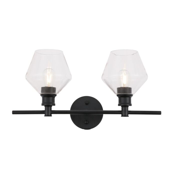 Gene 2-Light Wall Sconce in Black