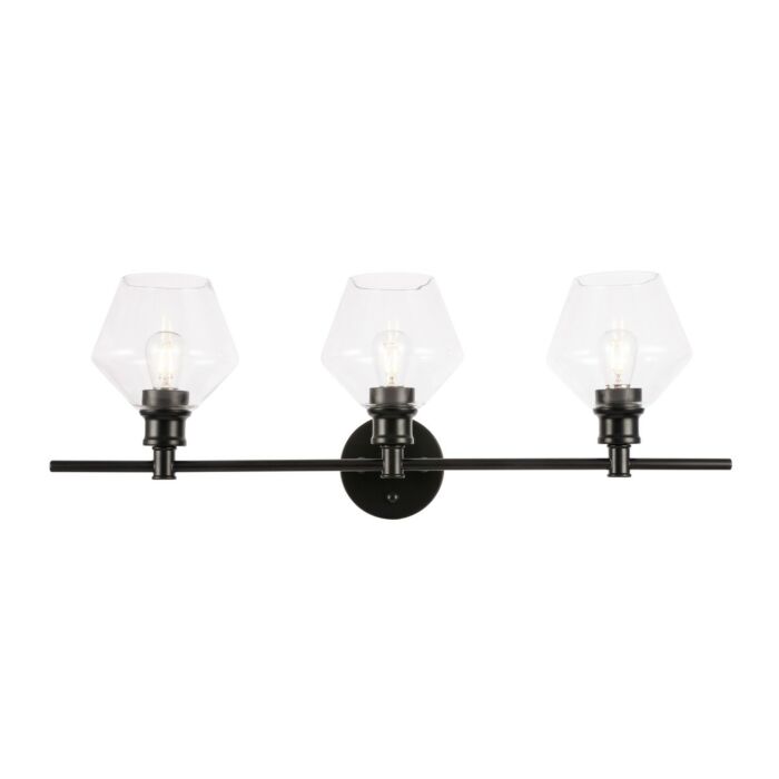 Gene 3-Light Wall Sconce in Black