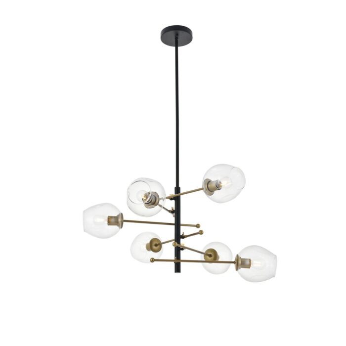 Paragon 6-Light Pendant in Matte Black and Brass