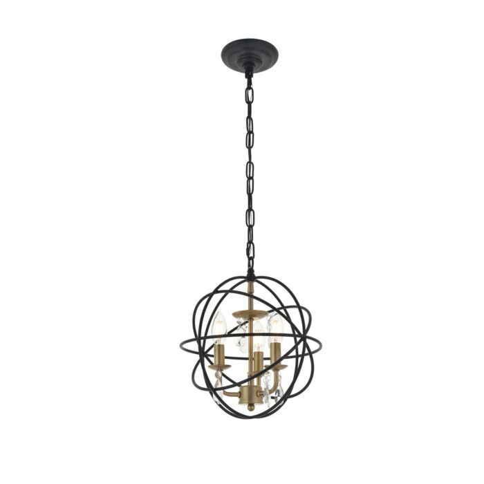 Wallace 3-Light Pendant in Matte Black and Brass