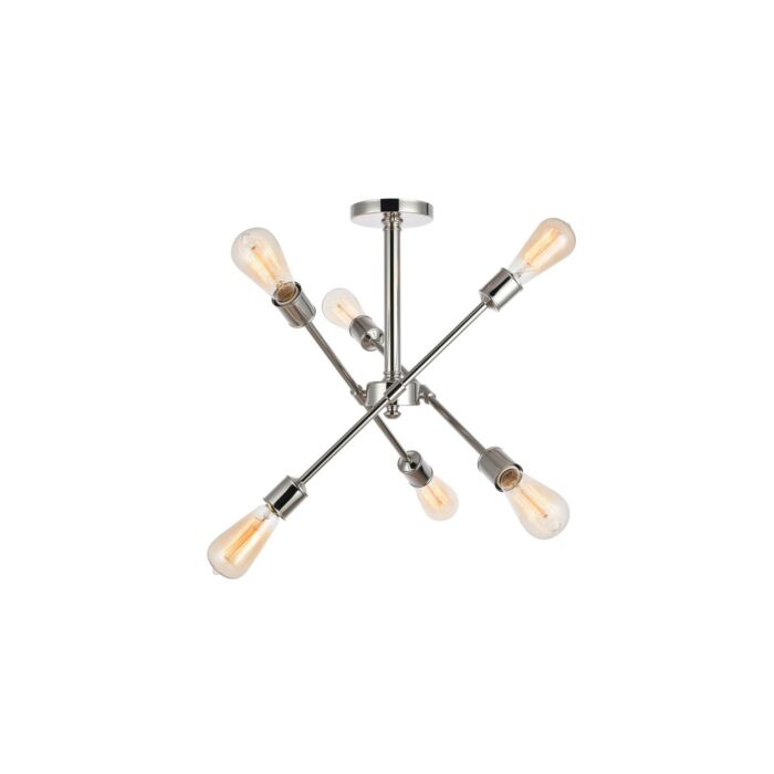 Axel 6-Light Flush Mount in Polished Nickel