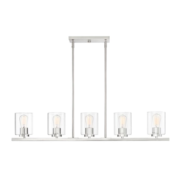 Liam 5-Light Island Pendant in Platinum (Satin)