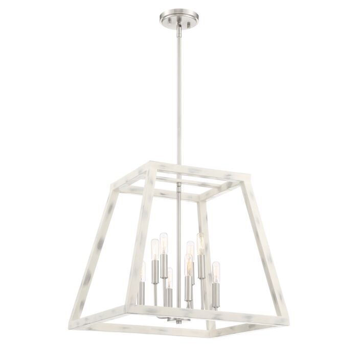 Rhode 8-Light Foyer Pendant in Coastal Weathered White