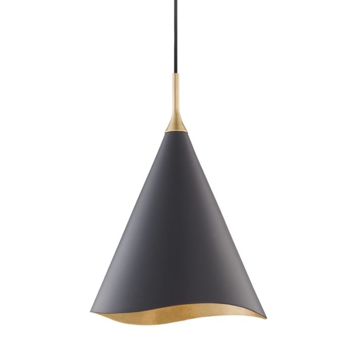 Hudson Valley Martini Pendant Light in Gold Leaf and Black