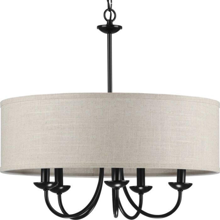 Drum Shade 5-Light Chandelier in Black