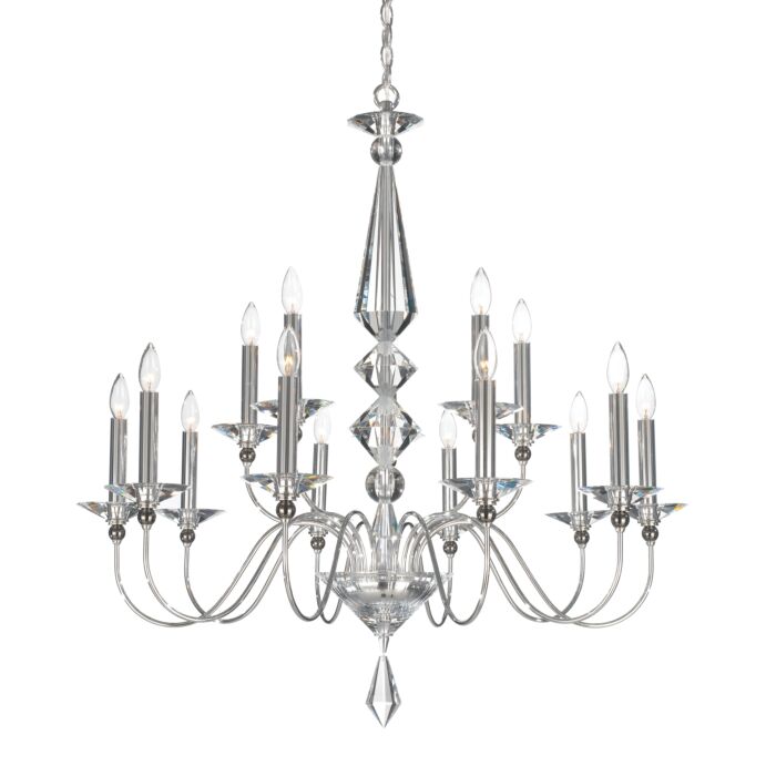 Schonbek Jasmine 15 Light Chandelier in Silver with Clear Optic Crystals