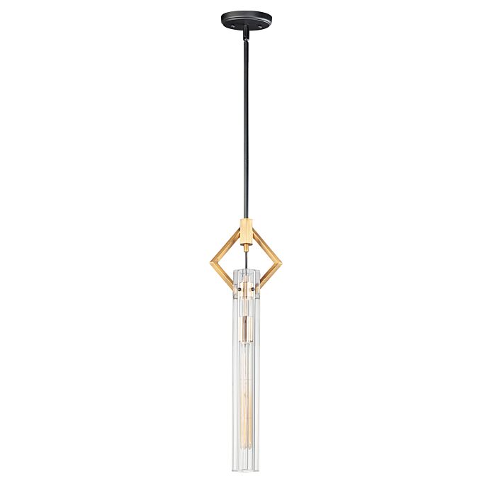 Flambeau 1-Light Pendant in Black with Antique Brass