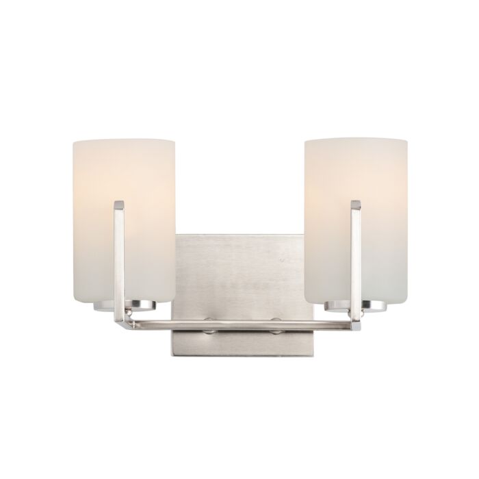 Dart 2-Light Bathroom Vanity Light in Satin Nickel