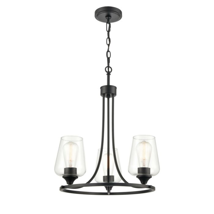 Millennium Ashford 3 Light Transitional Chandelier in Matte Black