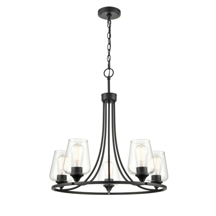 Millennium Ashford 5 Light Transitional Chandelier in Matte Black