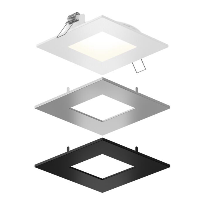 1-Light LED Recessed Panel Light with Multi Trim in Multi