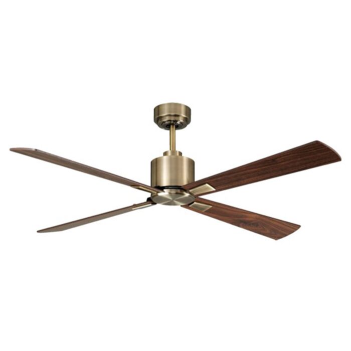 Climate 52in Hanging Ceiling Fan in Antique Brass and Walnut