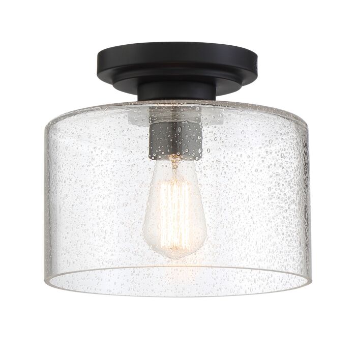 Logan 1-Light Semi-Flushmount in Matte Black