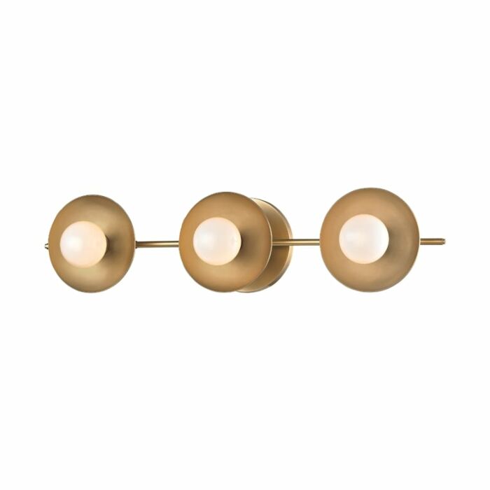 Hudson Valley Julien 3 Light 20 Inch Bathroom Vanity Light in Aged Brass