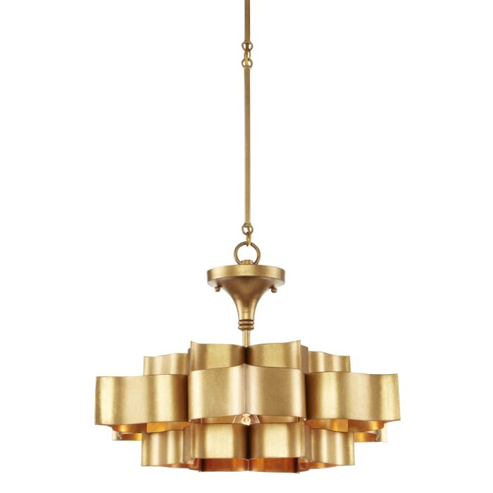 Currey & Company Grand Lotus Small Chandelier in Gold Leaf