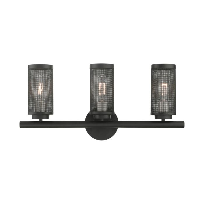 Industro 3-Light Bathroom Vanity Light in Black w with Brushed Nickels