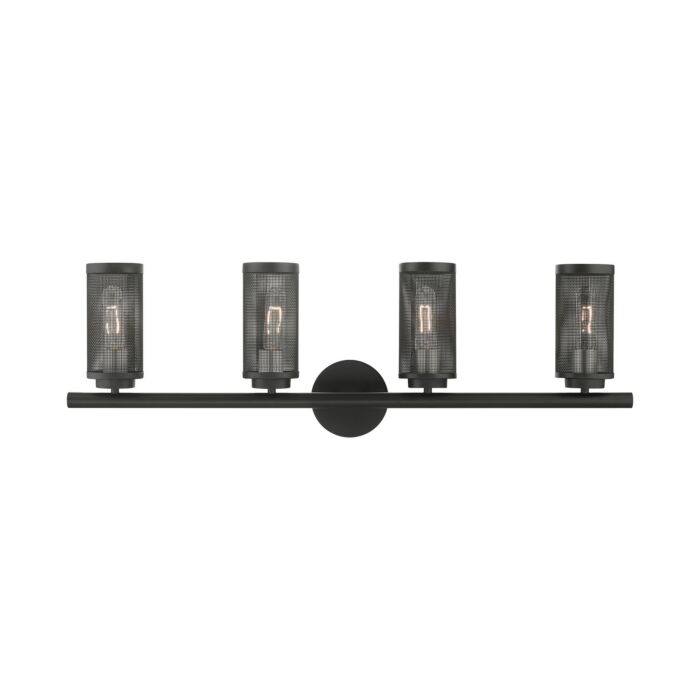 Industro 4-Light Bathroom Vanity Light in Black w with Brushed Nickels
