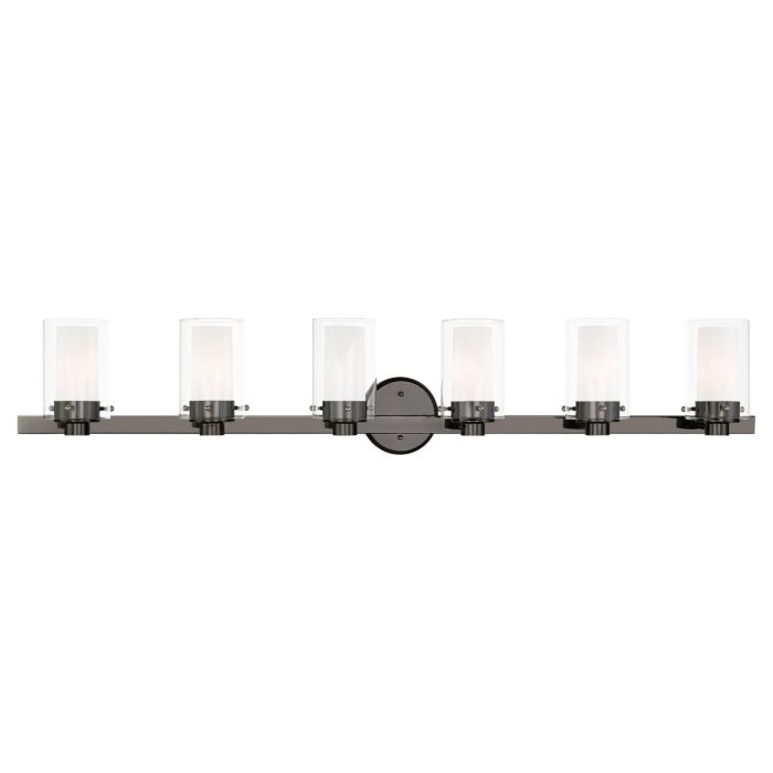 Manhattan 6-Light Bathroom Vanity Light in Black Chrome w with Polished Chromes