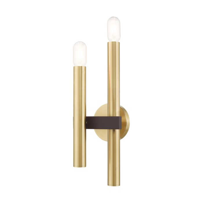 Helsinki 2-Light Wall Sconce in Satin Brass w with Bronzes
