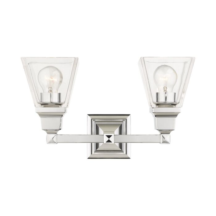 Mission 2-Light Bathroom Vanity Light in Polished Chrome