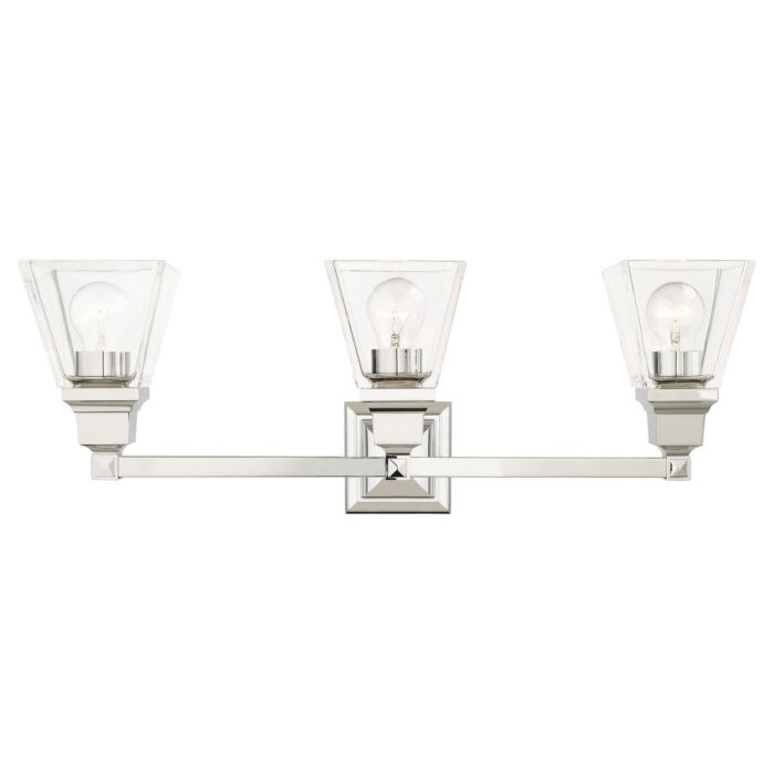 Mission 3-Light Bathroom Vanity Light in Polished Chrome