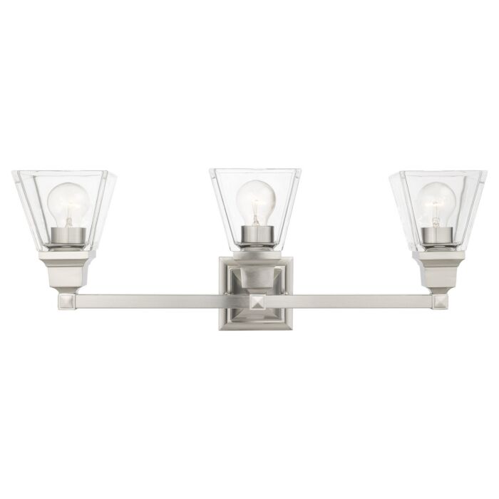 Mission 3-Light Bathroom Vanity Light in Brushed Nickel