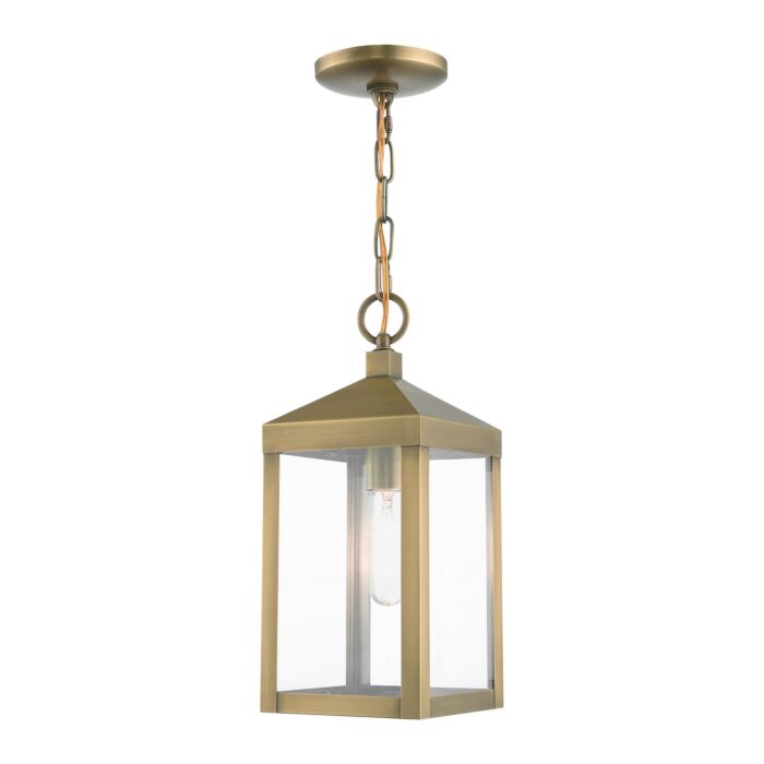 Nyack 1-Light Outdoor Pendant in Antique Brass