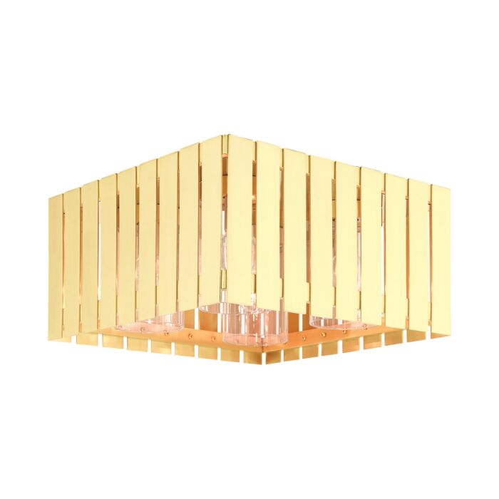 Greenwich 4-Light Outdoor Flush Mount in Satin Brass