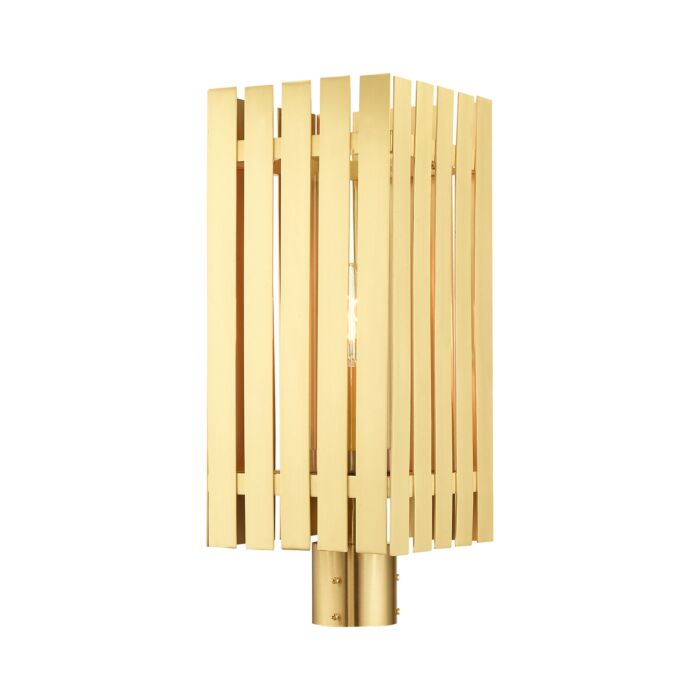 Greenwich 1-Light Outdoor Post Top Lantern in Satin Brass