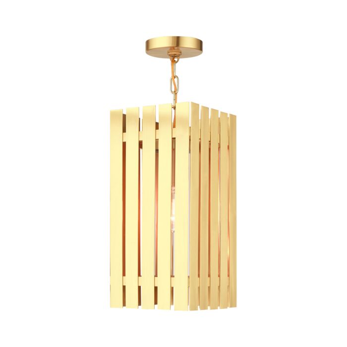 Greenwich 1-Light Outdoor Pendant in Satin Brass