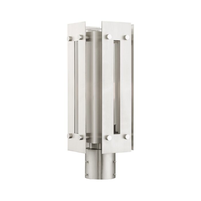 Utrecht 1-Light Outdoor Post Top Lantern in Brushed Nickel