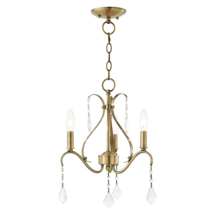 Caterina 3-Light Chandelier in Antique Brass