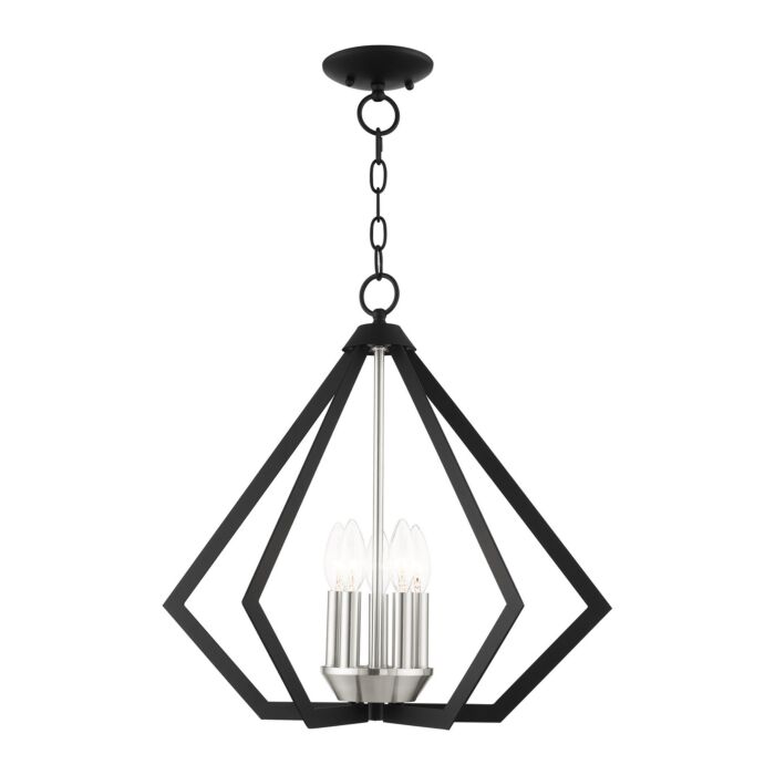 Prism 5-Light Chandelier in Black w with Brushed Nickel Cluster