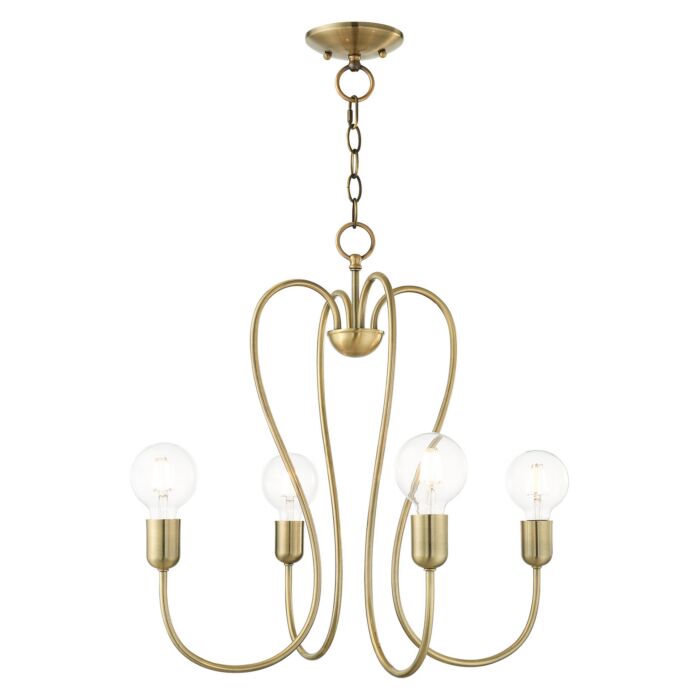 Lucerne 4-Light Chandelier in Antique Brass