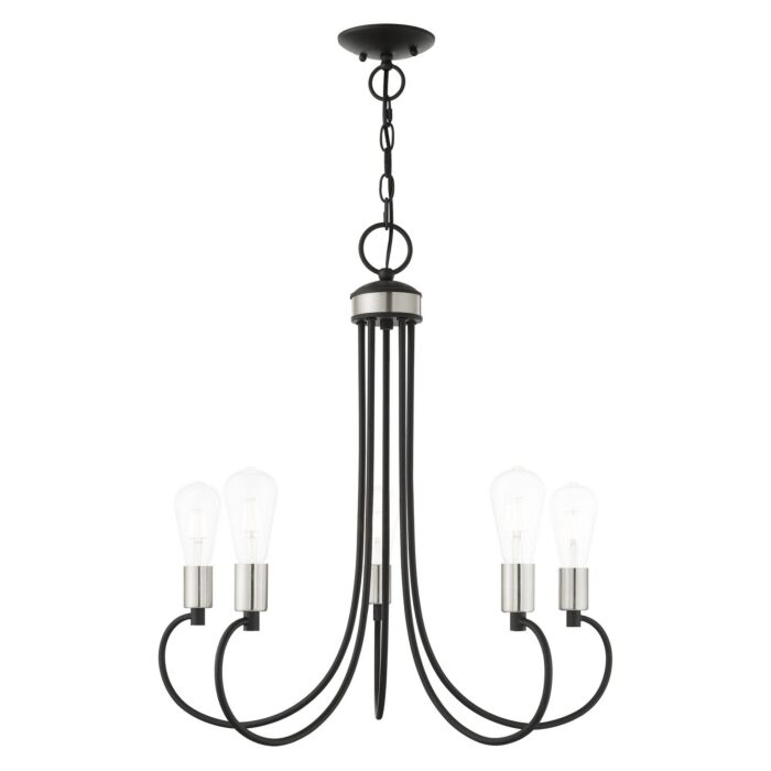 Bari 5-Light Chandelier in Black w with Brushed Nickels