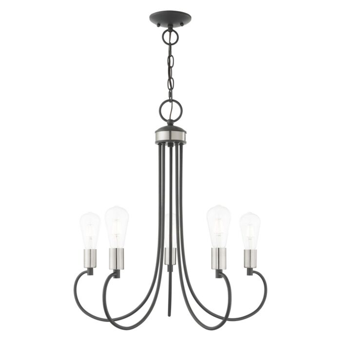 Bari 5-Light Chandelier in Scandinavian Gray w with Brushed Nickels