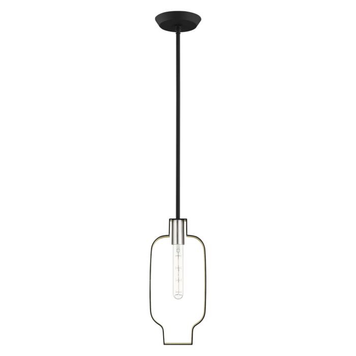 Meadowbrook 1-Light Pendant in Black w with Brushed Nickels