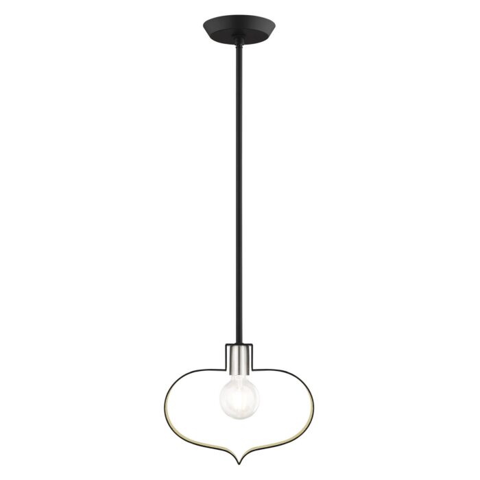 Meadowbrook 1-Light Pendant in Black w with Brushed Nickels