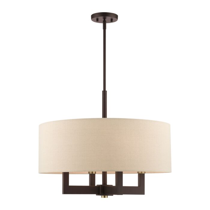 Cresthaven 4-Light Chandelier in Bronze with Antique Brass